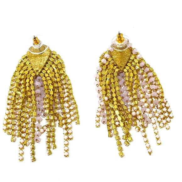 New Anthropologie Fireworks Drop Earrings Beaded Pink - Picture 6 of 6